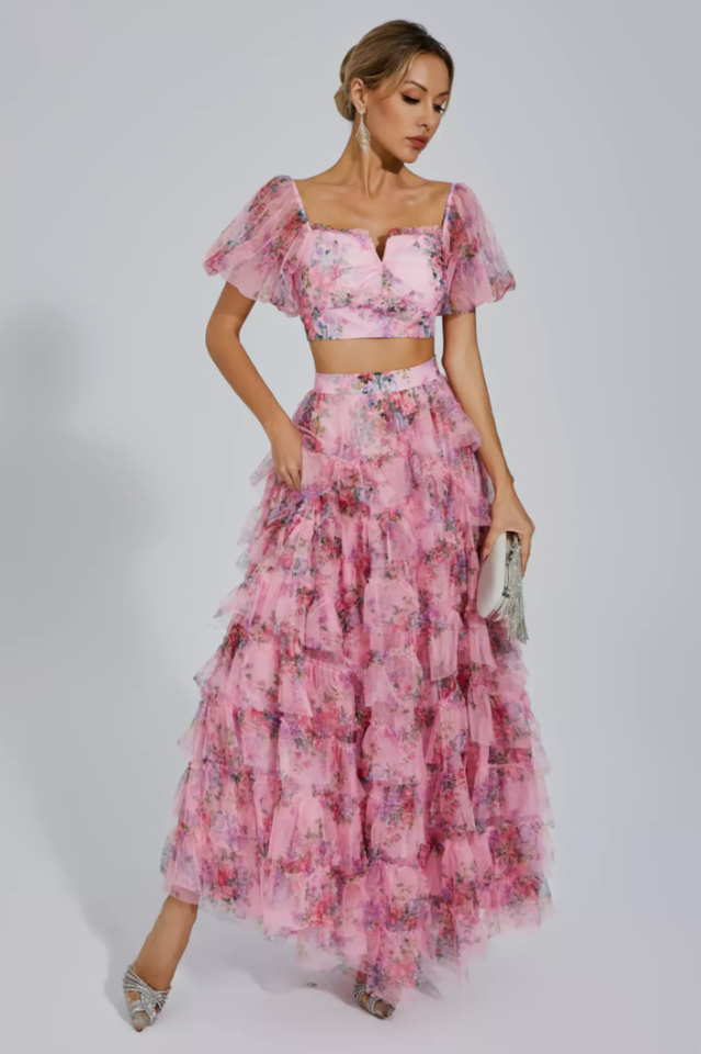 Braylee Purple Floral Ruched Set | Dress In Beauty