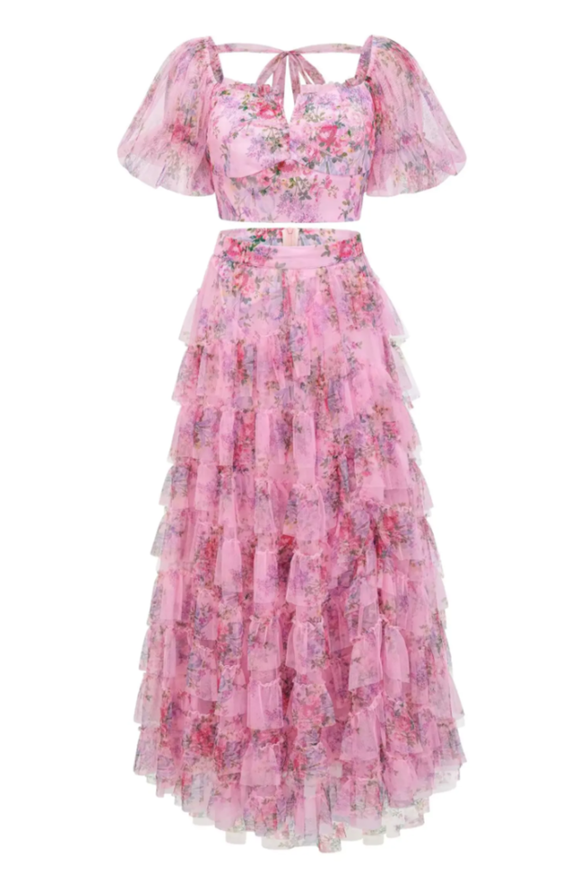 Braylee Purple Floral Ruched Set | Dress In Beauty