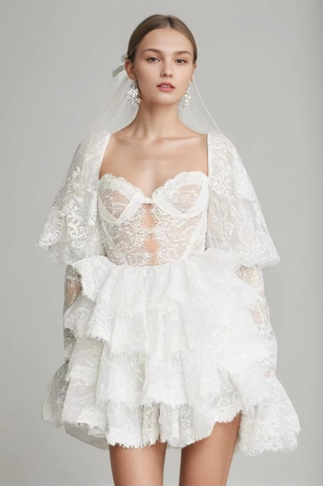 Alix Puff Shoulder Tiered Mini Dress | Dress In Beauty