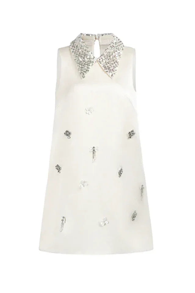 Elif Sleeveless Diamond Mini Dress - View 6 | TEVQA
