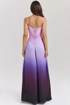 Ombre Print Lace Up Maxi Dress - View 6 | TEVQA