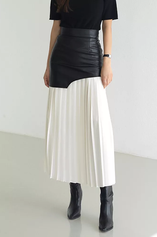 High Waist Patchwork Midi Skirt | Dress In Beauty