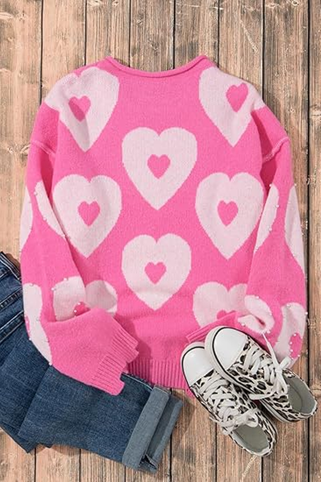 Peach Love Heart With Pearls Sweater | Dress In Beauty