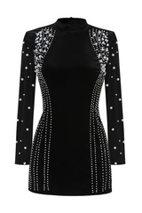Elegant Long Sleeved Beaded Mini Dress | Dress In Beauty