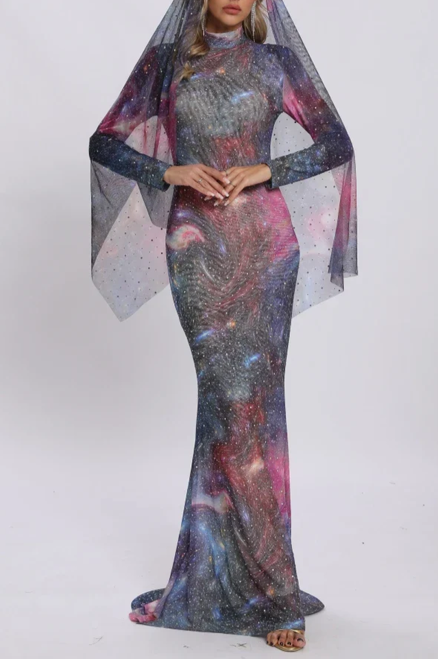 Sparkly Rhinestones Dress With Scarf | Dress In Beauty