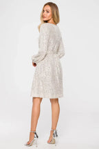Sequin party dress with puff sleeves - View 10 | TEVQA