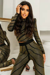 Agatha Long Sleeve Rhinestone Pantsuit | Dress In Beauty