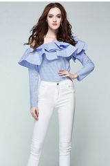 One Shoulder Ruffled Shirt | Dress In Beauty