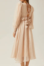 Floral Appliqué Midi Dress - View 9 | TEVQA