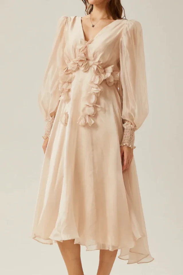 Floral Appliqué Midi Dress - View 8 | TEVQA