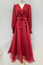 Floral Appliqué Midi Dress - View 17 | TEVQA
