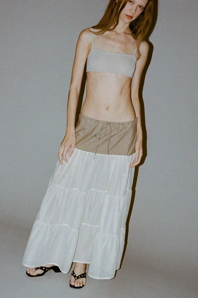 Maxi Skirt with Tiered Design & Drawstring Waist Secondary image