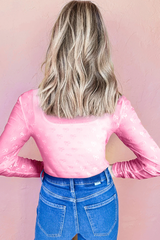 Mesh Bow Pattern Long Sleeve Top | Dress In Beauty