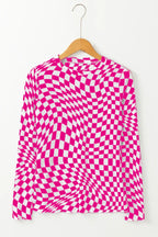 Black and white wavy checkered mesh top - View 12 | TEVQA