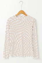 Black and white wavy checkered mesh top - View 16 | TEVQA
