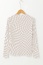 Black and white wavy checkered mesh top - View 17 | TEVQA