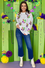 Sequin Mardi Gras Graphic Pullover Sweatshirt | Dress In Beauty