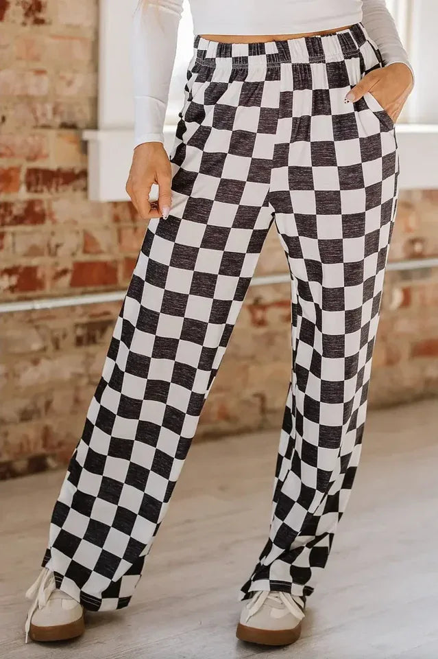 Pep Talk Checker Knit Pants - View 10 | TEVQA