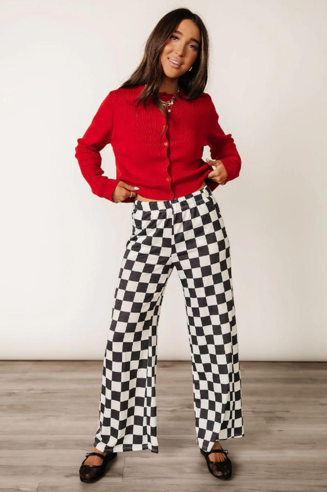 Pep Talk Checker Knit Pants | Dress In Beauty