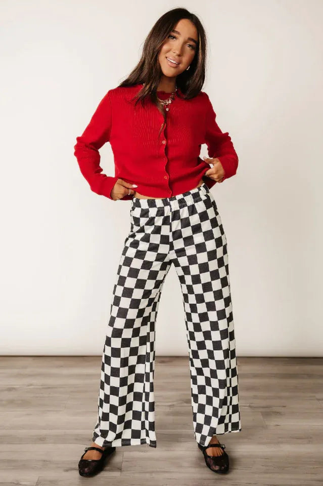 Pep Talk Checker Knit Pants - View 6 | TEVQA