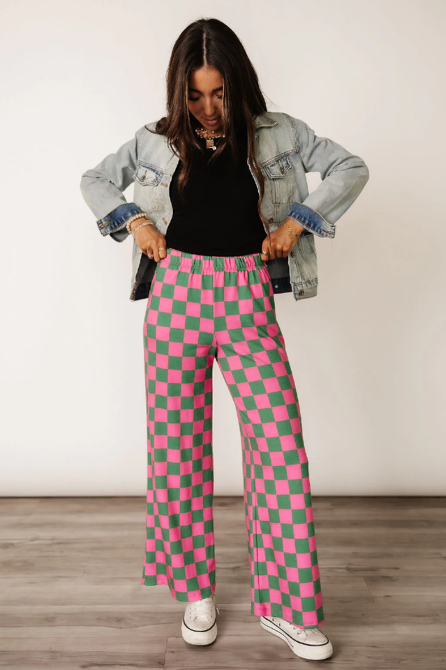 Pep Talk Checker Knit Pants | Dress In Beauty
