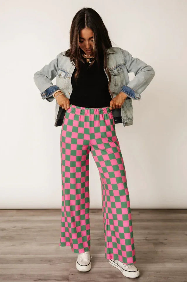 Pep Talk Checker Knit Pants - View 12 | TEVQA