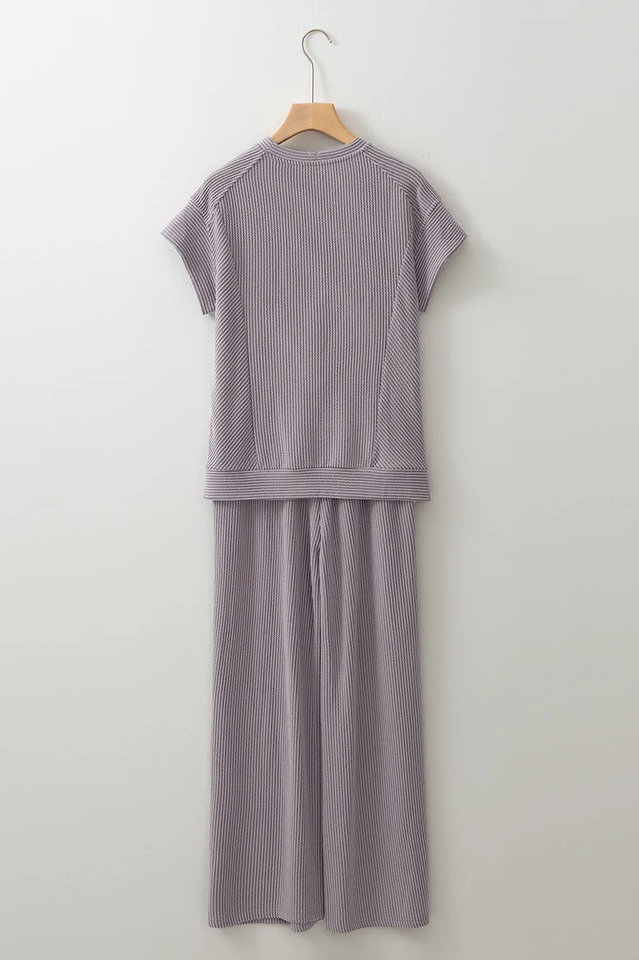 Knit Short Sleeve T Shirt + Pants Set | Dress In Beauty