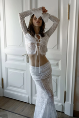 Beverly See-Through Lace Top & Skirt Set | Dress In Beauty