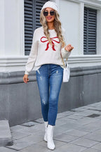 Coquette Aesthetic Bow Graphic Knit Sweater - View 11 | TEVQA