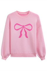 Ribbon Bowknot Pattern Jacquard Knit Sweater | Dress In Beauty