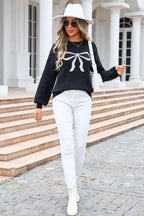 Coquette Aesthetic Bow Graphic Knit Sweater - View 23 | TEVQA