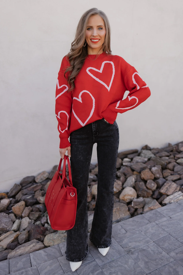 Luxe Love Viscose Heart Sweater | Dress In Beauty