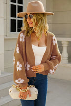Fuzzy Floral Knit Cardigan - View 14 | TEVQA