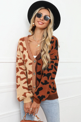 Janelle Leopard Button Up Knit Cardigan | Dress In Beauty
