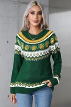 Vintage Pumpkin Fair Isle Knit Sweater - TEVQA