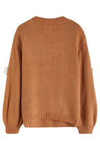 Camel 3D Floral Lantern Sleeve Cardigan - View 7 | TEVQA