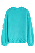 Camel 3D Floral Lantern Sleeve Cardigan - View 14 | TEVQA