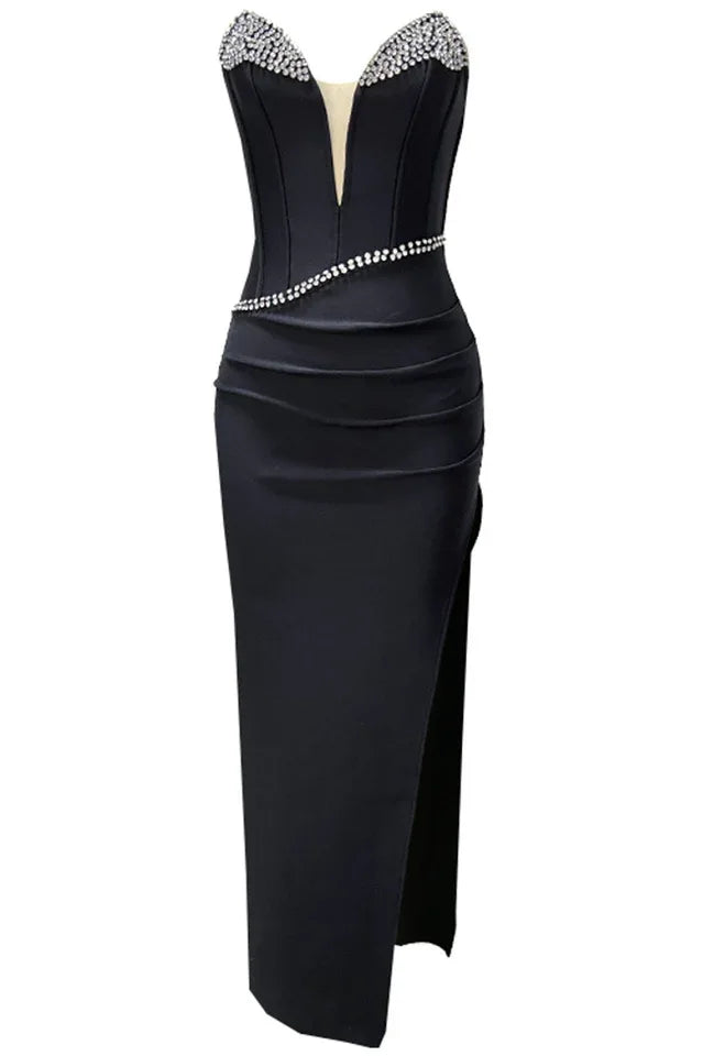 Strapless maxi dress with rhinestone embellishment - View 6 | TEVQA
