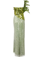 Qorow Feather Trimmed Crystal Chain Fringe Maxi Dress - View 9 | TEVQA
