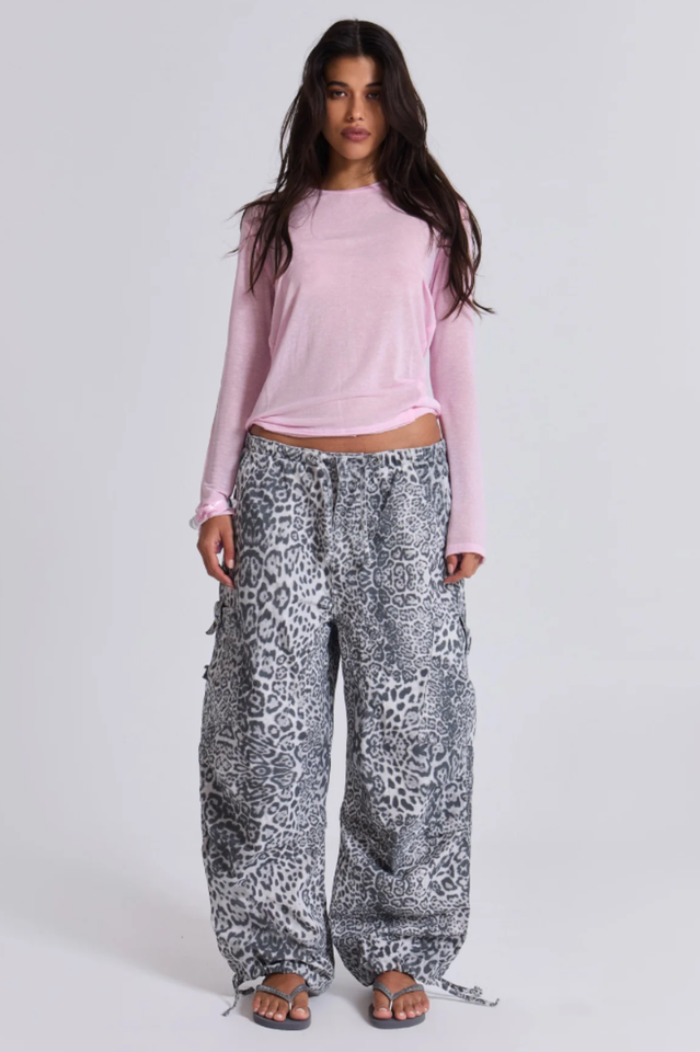 Snow Leopard Parachute Pants | Dress In Beauty