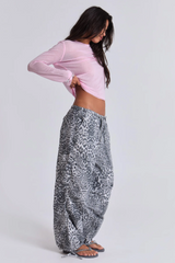 Snow Leopard Parachute Pants | Dress In Beauty