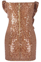 Strapless Sequin Floral Ruffle Dress - TEVQA