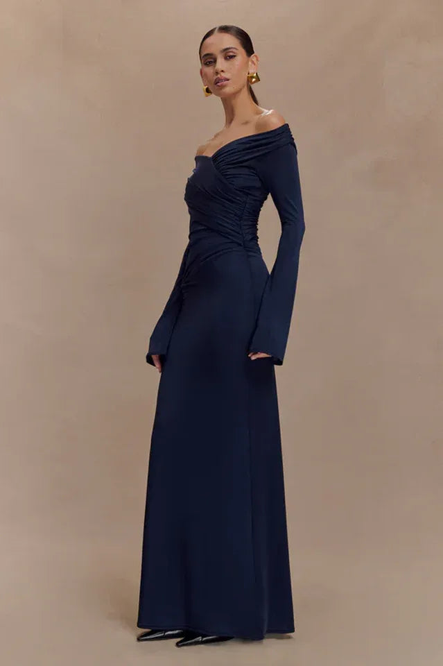 Therese Off Shoulder Ruched Maxi Dress - TEVQA