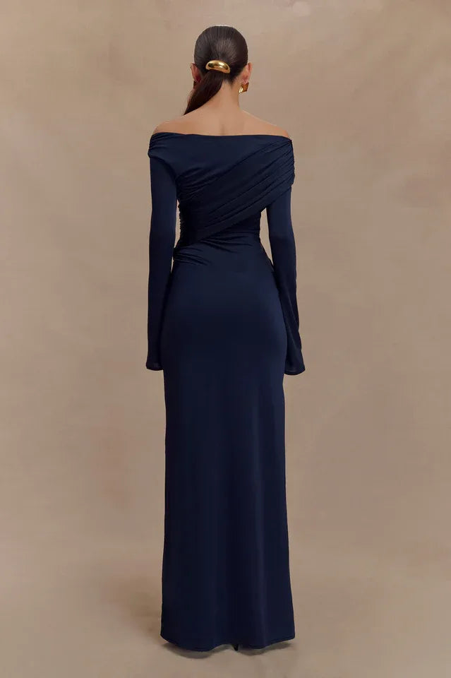 Therese Off Shoulder Ruched Maxi Dress - TEVQA