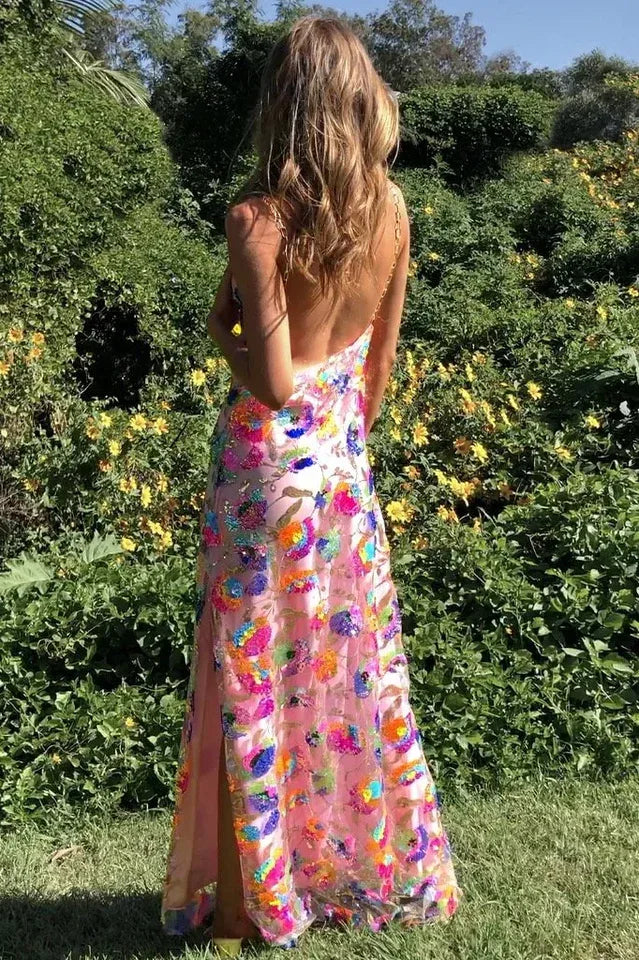 Embroidered sequin maxi dress - View 10 | TEVQA