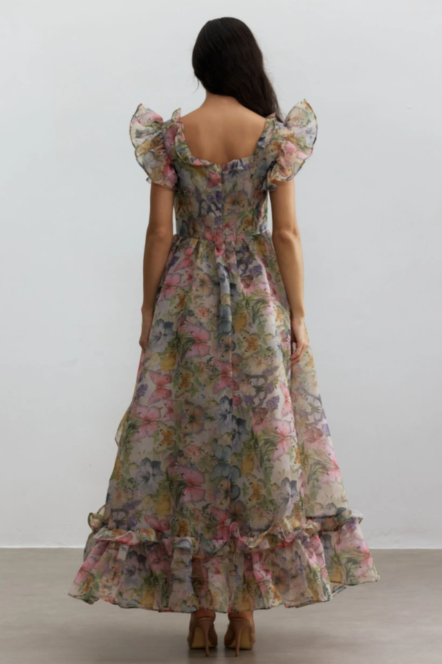 Sarah Ruffle Chiffon Maxi Dress | Dress In Beauty