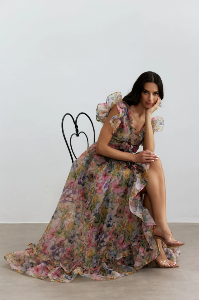 Sarah Ruffle Chiffon Maxi Dress | Dress In Beauty