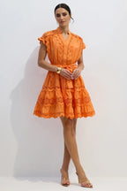 Livia Embroidered Lace Tiered Mini Dress - View 6 | TEVQA