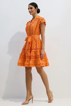 Livia Embroidered Lace Tiered Mini Dress - View 7 | TEVQA