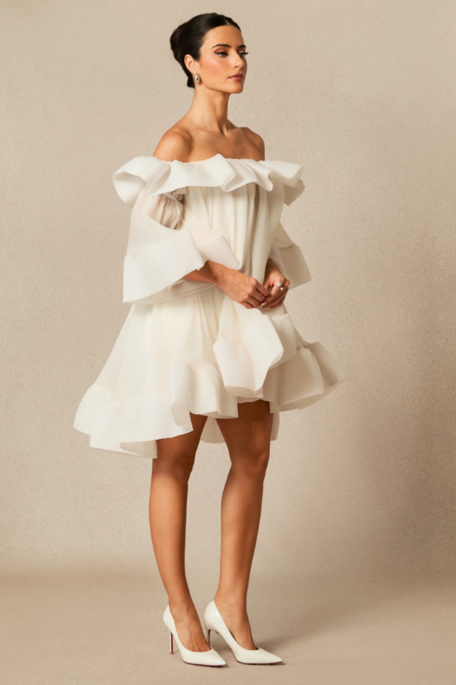 Jessica Off Shoulder Ruffle Mini Dress | Dress In Beauty